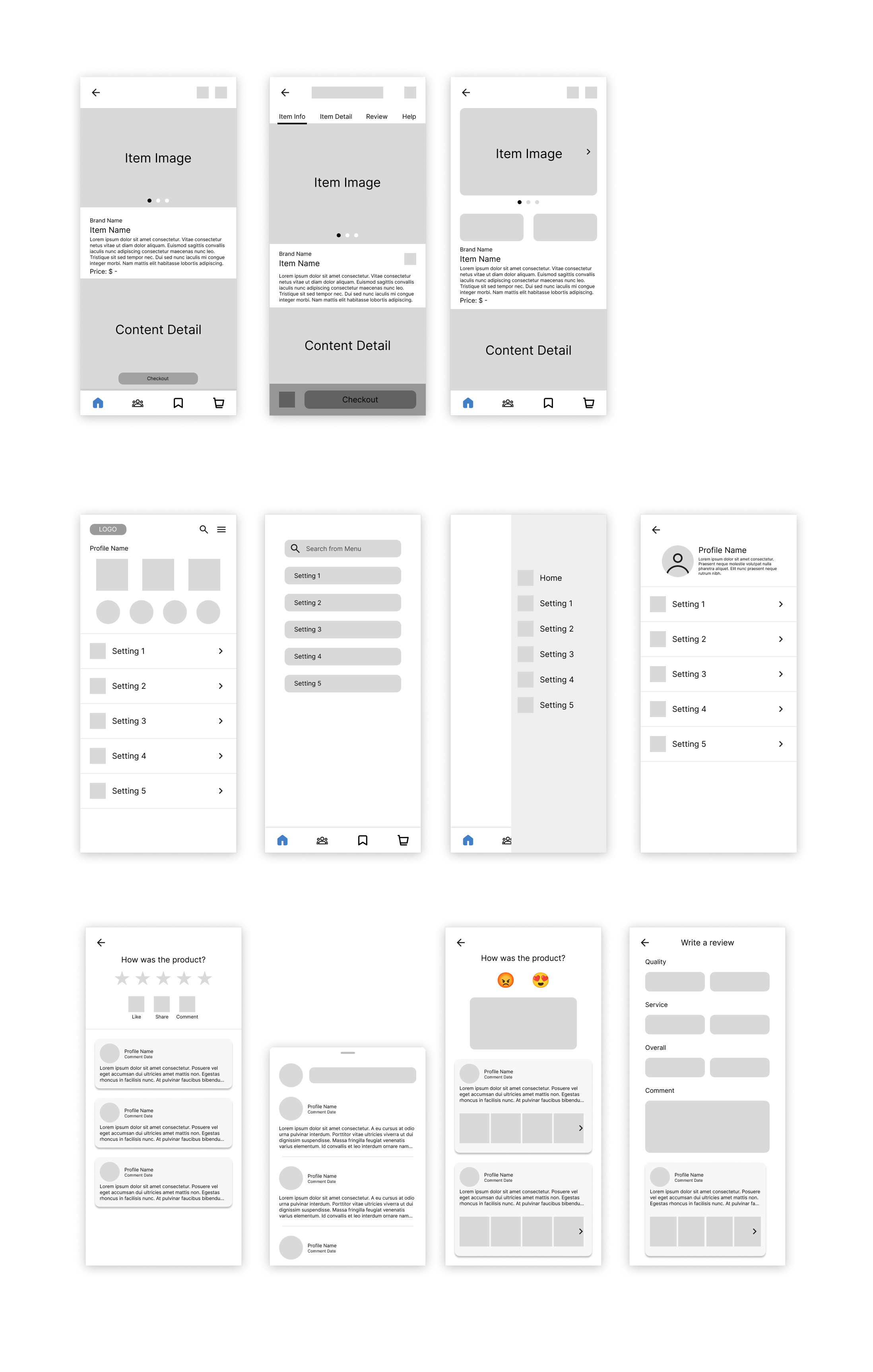 Wireframes details